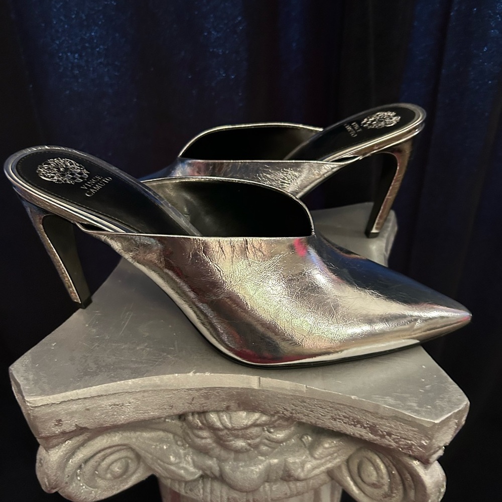 Vince Camuto Metallic Silver Mules - Picture 2 of 4